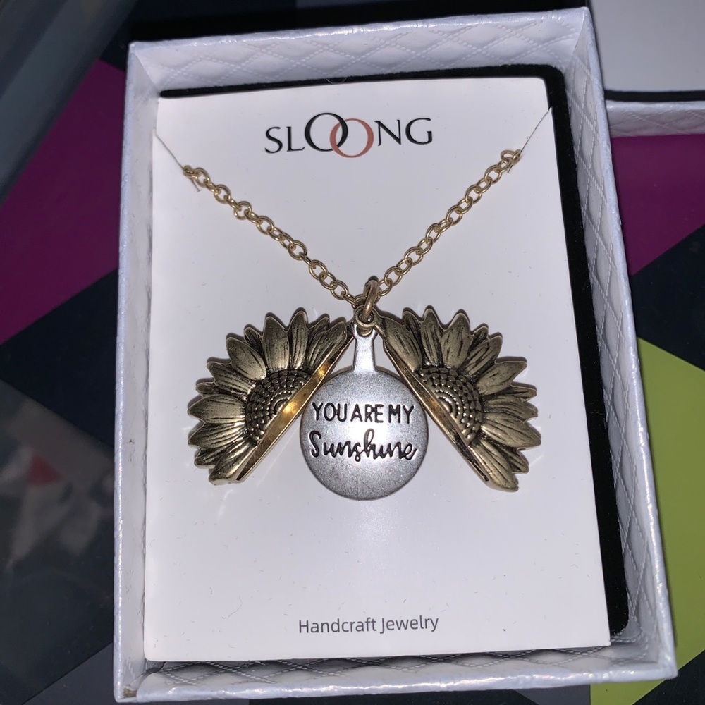 925 STERLING SILVER - “You are my sunshine” - Sunflower locket necklace